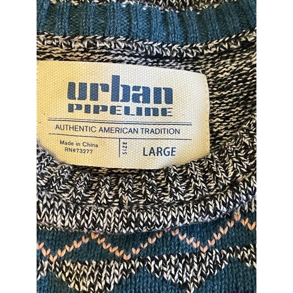 Urban Pipeline Sweater Women's Large Nortec Print Gray, Blues, and Green - Picture 4 of 11